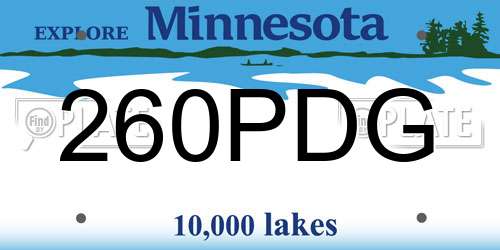 260PDG Minnesota License Plate