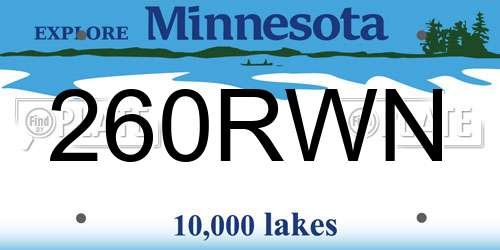 260RWN Minnesota License Plate