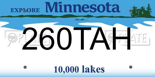 260TAH Minnesota License Plate