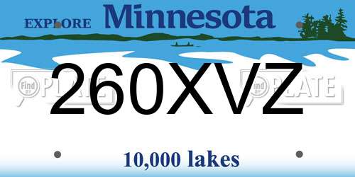 260XVZ Minnesota License Plate