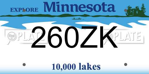 260ZK Minnesota License Plate
