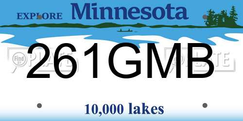 261GMB Minnesota License Plate