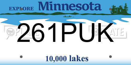 261PUK Minnesota License Plate