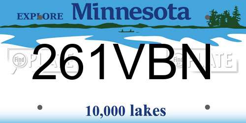261VBN Minnesota License Plate