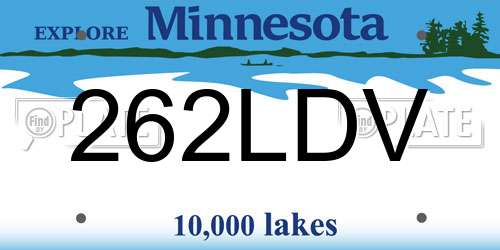 262LDV Minnesota License Plate