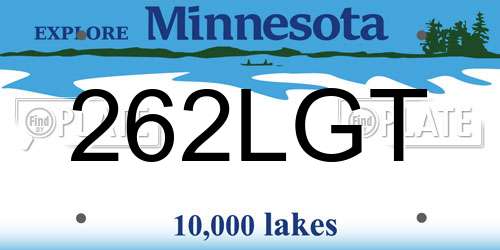 262LGT Minnesota License Plate