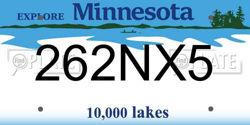262NX5 Minnesota License Plate
