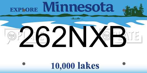 262NXB Minnesota License Plate
