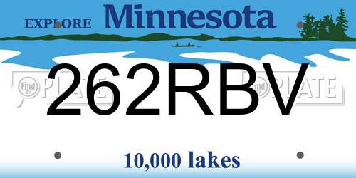 262RBV Minnesota License Plate