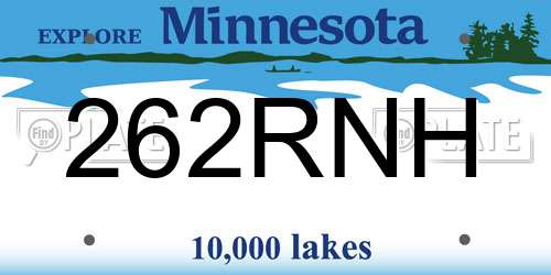 262RNH Minnesota License Plate