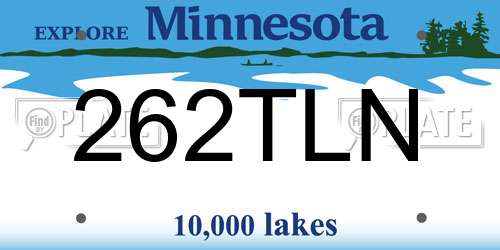 262TLN Minnesota License Plate