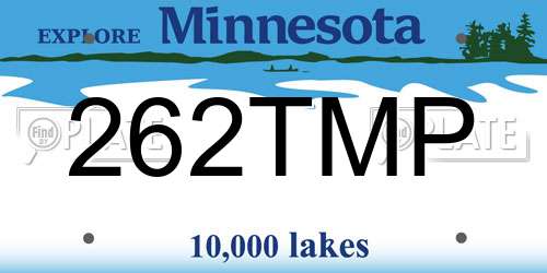 262TMP Minnesota License Plate