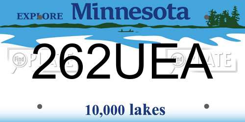 262UEA Minnesota License Plate