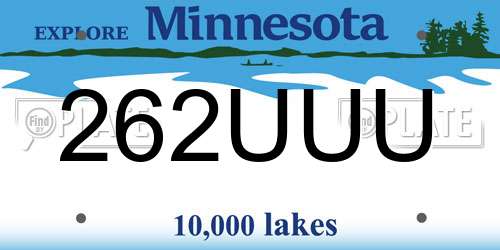 262UUU Minnesota License Plate