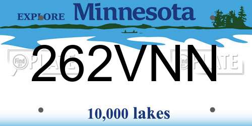 262VNN Minnesota License Plate