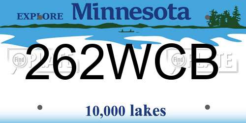 262WCB Minnesota License Plate