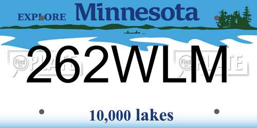 262WLM Minnesota License Plate
