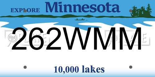 262WMM Minnesota License Plate