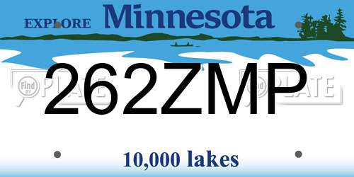 262ZMP Minnesota License Plate
