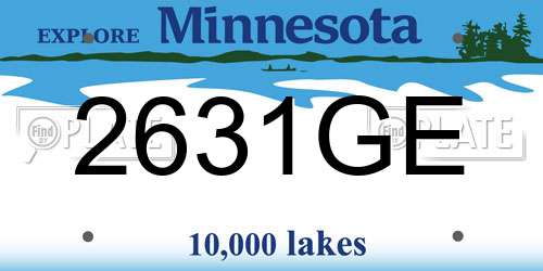 2631GE Minnesota License Plate