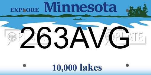 263AVG Minnesota License Plate