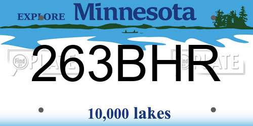263BHR Minnesota License Plate