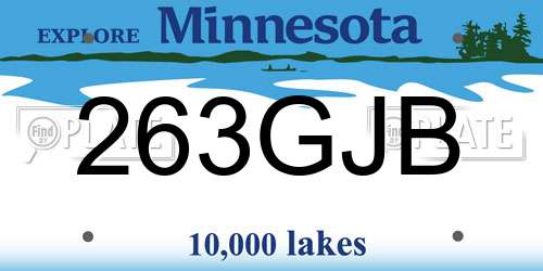 263GJB Minnesota License Plate