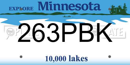 263PBK Minnesota License Plate