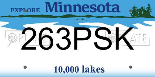 263PSK Minnesota License Plate