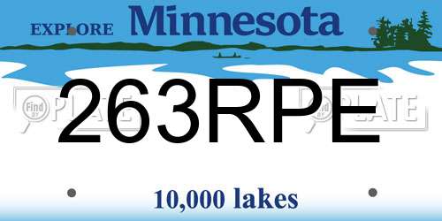 263RPE Minnesota License Plate