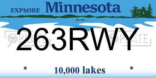 263RWY Minnesota License Plate