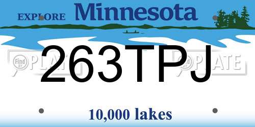 263TPJ Minnesota License Plate