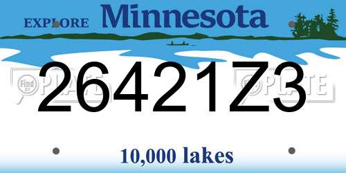 26421Z3 Minnesota License Plate