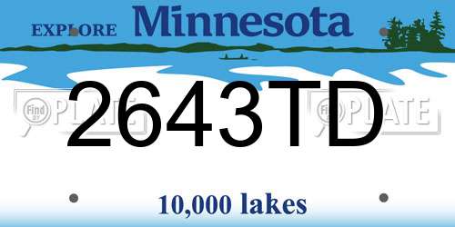 2643TD Minnesota License Plate