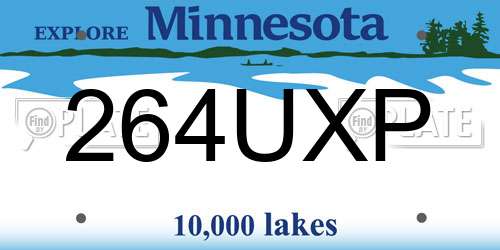 264UXP Minnesota License Plate
