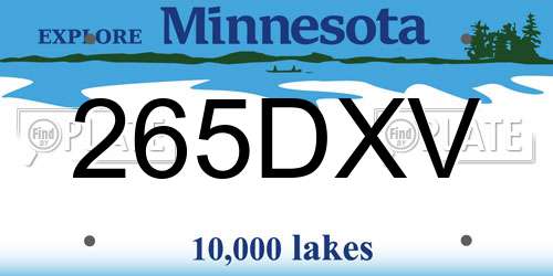 265DXV Minnesota License Plate