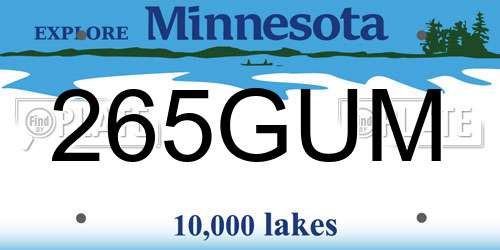 265GUM Minnesota License Plate