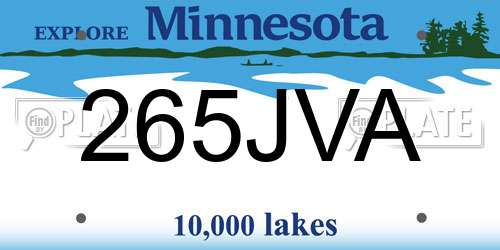 265JVA Minnesota License Plate