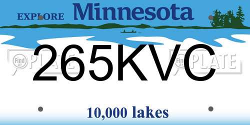 265KVC Minnesota License Plate
