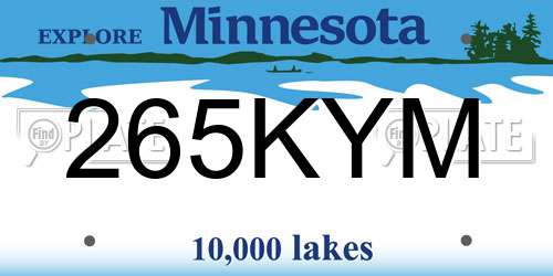 265KYM Minnesota License Plate