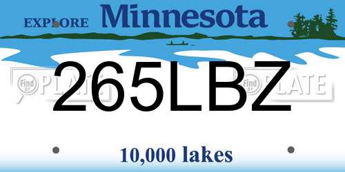 265LBZ Minnesota License Plate