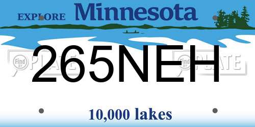 265NEH Minnesota License Plate