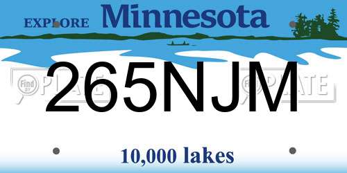 265NJM Minnesota License Plate