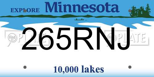 265RNJ Minnesota License Plate