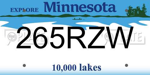 265RZW Minnesota License Plate