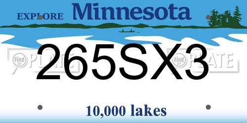 265SX3 Minnesota License Plate