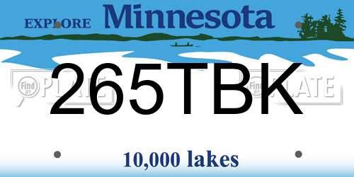 265TBK Minnesota License Plate