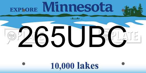265UBC Minnesota License Plate