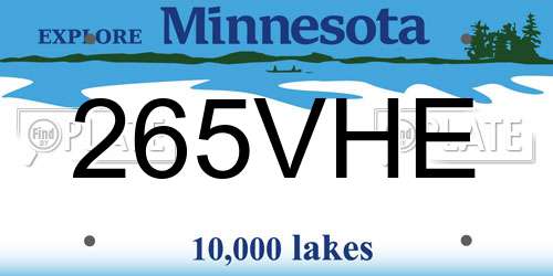 265VHE Minnesota License Plate
