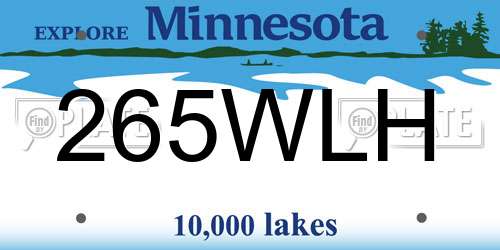 265WLH Minnesota License Plate